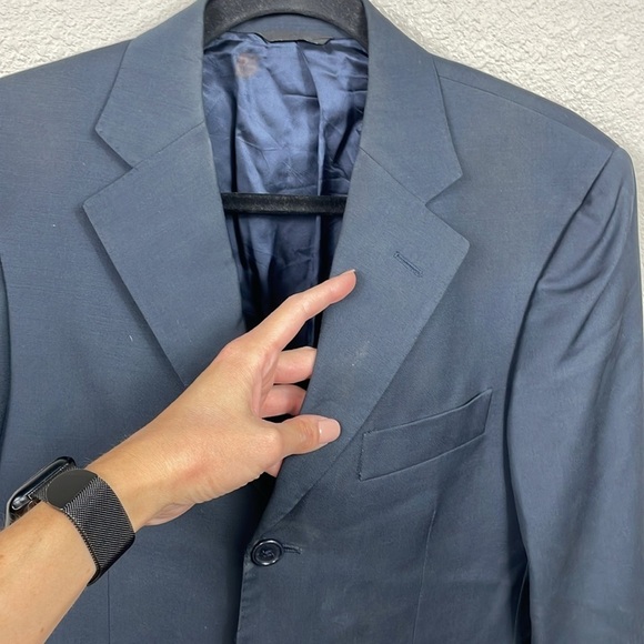 Jack Emerson Navy Blue Wool Blazer Suit Jacket G Napol IT Sz 46 - Picture 10 of 14